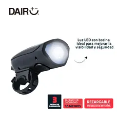 undefined - Luz Led Frontal Recargable Con Pito Para Bicicleta