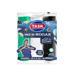 TASK - Bolsa Basura 50x70cm Rollo X30Und Pequeña Blanco Negro Verde