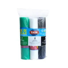 TASK - Bolsa Basura 50x70cm Rollo X30Und Pequeña Blanco Negro Verde