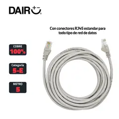 DAIRU - Cable De Red Utp Patch Cord Cat 5E 100% Cobre 5 M