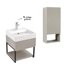 CORONA - Combo Fussion Plus: Mueble Fussion Plus con Lavamanos + Gabinete plus taupe