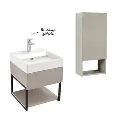 CORONA - Combo Fussion Plus: Mueble Fussion Plus con Lavamanos + Gabinete plus taupe