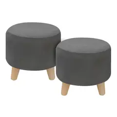 DORMILANDIA - Set x2 Puff Circular Sídney 28x30x30 Gris