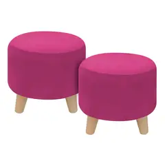 DORMILANDIA - Set x2 Puff Circular Sídney 28x30x30 Fucsia