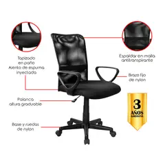 GENERICO - Silla de escritorio Negro Mundial De Sillas Baraya