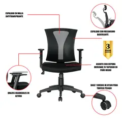 GENERICO - Silla Oficina Solano 100X52X62 Negro