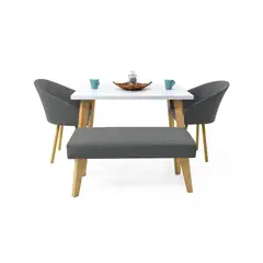 HOGAR VENECIA - Juego de Comedor Lugo Matiz Sillas Tokyo Butaco Viena Gris