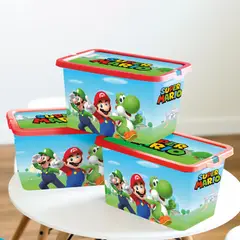 STOR - Caja Infantil Tapa Click 23 Litros Super Mario