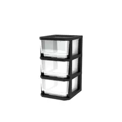 ESTRA - Cajonero de Piso 3 Cajones 55.5x33.1x38.1 cm Negro Natural