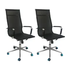 OR DESIGN - Set x2 Sillas de escritorio Negro Or-3303 Alta