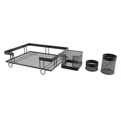 REJIPLAS - Set Escritorio 4 Piezas Malla Metal Negro