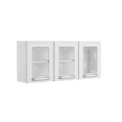BERTOLINI - Mueble superior en Acero 52x120x28cm 3 puertas de vidrio Blanco