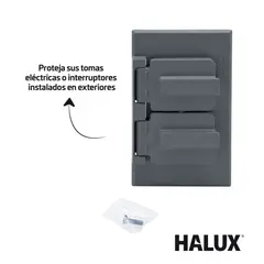 HALUX - Tapa Intemperie Metálica Tomacorriente Doble
