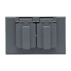 HALUX - Tapa Intemperie Metálica Tomacorriente Doble