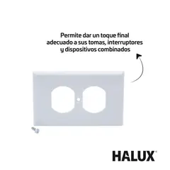 HALUX - Tapa Doble Pro Blanca Para Tomacorriente