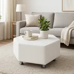 PUFF BOGOTA - Mesa Hexagonal 42x45x45 Blanca