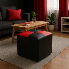 PUFF BOGOTA - Puff Cubo 42x40x40 Ajedrezado Rojo