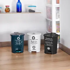VANYPLAS - Caneca Plástica 4.5L Blanco-Reciclable Con Pedal