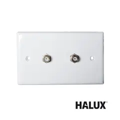 HALUX - Toma Doble Catv Coaxial Tipo F Blanca