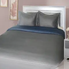 FENISSA - Duvet Bicolor Gris - Azul + Plumón Siliconado King