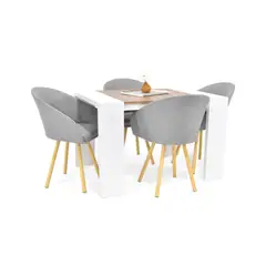 HOGAR VENECIA - Mesa Chicago Macula 4 Puestos + Sillas Tokyo Tela Puestos Lata