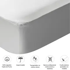 MANO DE OSO - Protector Colchón Algodón Jersey Impermeable Sencillo Blanco