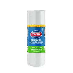 TASK - Bolsa Basura 70x90cm Rollo X10Und Mediana Blanco
