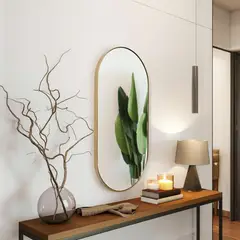 undefined - Espejo Ovalo 30x60 Cm Dorado