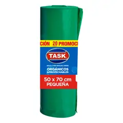 TASK - Bolsa Basura 50x70cm Rollo X20Und Pequeña Verde