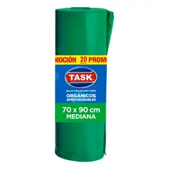 TASK - Bolsa Basura 70x90cm Rollo X20Und Mediana Verde