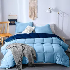 MY HOME STORE - Edredón Fundas/Cojínes Aguamarino/Azul Oscuro Doble