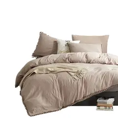 MY HOME STORE - Edredón Microtex + Borlas Beige Queen