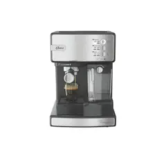 OSTER - Cafetera Automática PrimaLatte de Espresso Cappuccino y Latte de 15 Bares con Depósito de Leche Desmontable Color Plateado