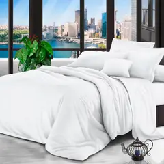 MY HOME STORE - Juego De Sábanas Microtex Unicolor Blanco Queen