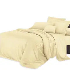 MY HOME STORE - Juego De Sábanas Microtex Unicolor Beige Sencilla