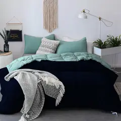 MY HOME STORE - Edredón Fundas/Cojínes Aguamarino/Azul Oscuro Doble