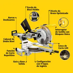 STANLEY - Sierra Ingleteadora Telescópica 10 Pulgadas 1.800W SM18 Pt