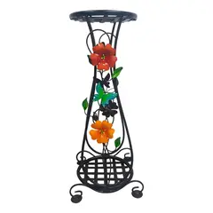 undefined - Soporte Para Matera Metálico Floral Con Dos Soportes 30X70X30Cm Café
