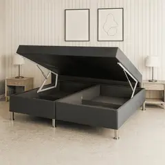 ESTILO Y CONFORT - Cama Baul en Lona Gris Sencilla 100X190