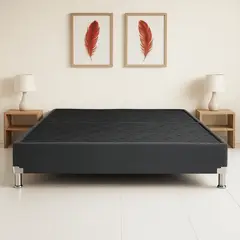 ESTILO Y CONFORT - Basecama Sencilla Dividida Tapizada en Tela Gris Pata Metalica 100x190