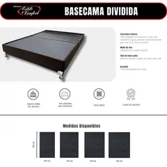 ESTILO Y CONFORT - Basecama King Dividida Tapizada en Tela Café Pata Metalica 200x200