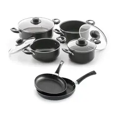 UNIVERSAL - Batería de Cocina 8 Piezas Aluminio Antiadherente + Sartén 20 y 24 cm
