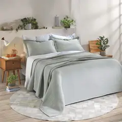 TEXDECOR - Colcha Londres Gris Claro 240X250 cm + 2 Fundas Queen