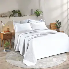 TEXDECOR - Colcha Londres Blanco 240X250 cm + 2 Fundas Queen