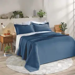 TEXDECOR - Colcha Londres Azul 220X250 cm + 2 Fundas Doble