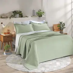 TEXDECOR - Colcha Londres Verde 220X250 cm + 2 Fundas Doble