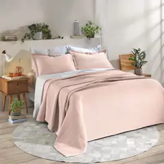 TEXDECOR - Colcha Londres Rosa 180X250 cm + 1 Funda Sencillo