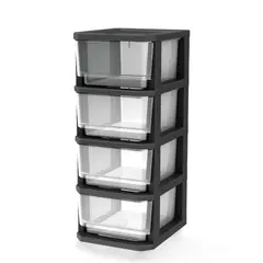 ESTRA - Cajonera de Piso 4 Cajones 33x80x38cm Negra