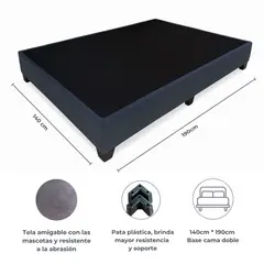E MADERA - Base Cama Doble Sommier en Microfibra
