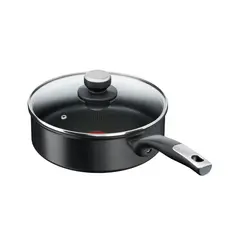 TEFAL - Olla Saltear en Aluminio 24cm 4 Litros Tapa de Vidrio Antiadherente Unlimited Negro